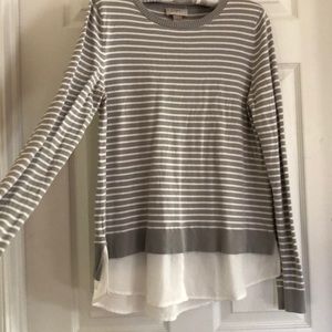 Grey/white stripped sweater (the loft)